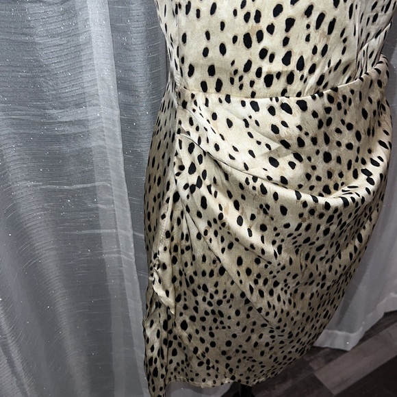 Zara Satin Leopard Print Strappy Cross Front Draped Skirt Mini Dress - Picture 6 of 8